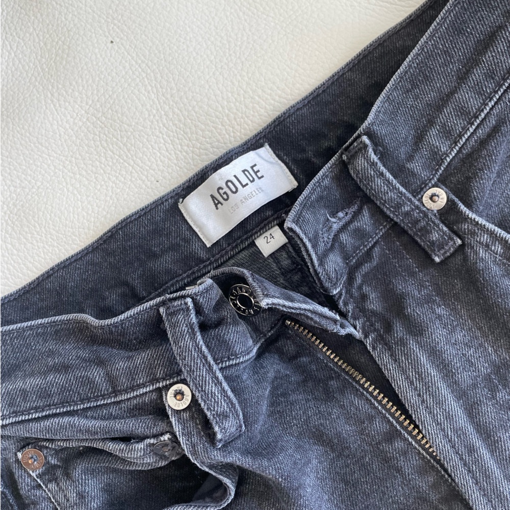AGOLDE black wash denim straight jeans